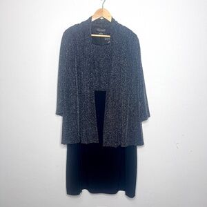 Jessica Howard Dress, 2 piece set, black and silver metallic